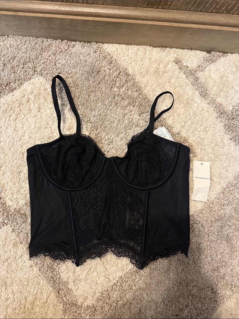 Abercrombie & Fitch Black Lace Longline Bustier